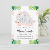 Uitnodigingen voor een moderne oerwoud olifant bab (Staand voorkant)