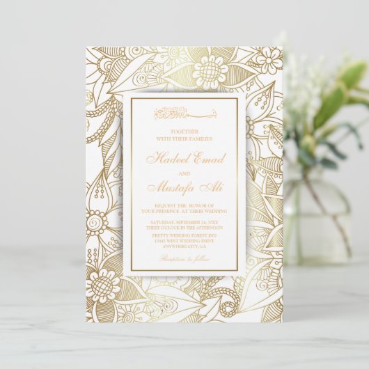 Uitnodigingen voor een moslimbruiloft (Staand voorkant)
