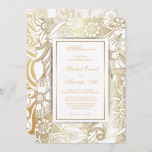 Uitnodigingen voor een moslimbruiloft (Voorkant / Achterkant)