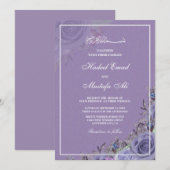 Uitnodigingen voor een Paarse bloemige moslimbruil (Voorkant / Achterkant)