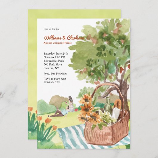 Uitnodigingen voor een picknick (Voorkant / Achterkant)
