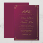 Uitnodigingen voor een rode moslim bruiloft (Voorkant / Achterkant)