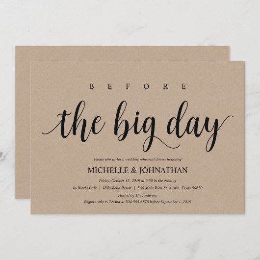 Uitnodigingen voor een rustieke Kraft-huwelijksrep (Voorkant / Achterkant)