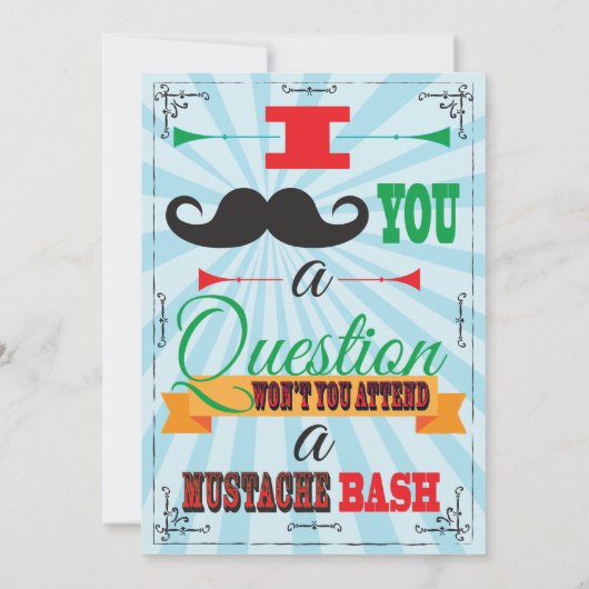 Uitnodigingen voor een snor verjaardagsfeestje (Achterkant)