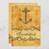 Uitnodigingen voor een trouwe, , anker-nautische b (Voorkant / Achterkant)