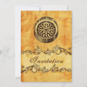 Uitnodigingen voor een trouwe, , compass nautical (Voorkant)