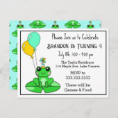 Uitnodigingen voor een verjaardag met kikkerthema (Voorkant / Achterkant)