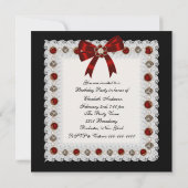 Uitnodigingen voor een verjaardagsfeest met rode h (Achterkant)