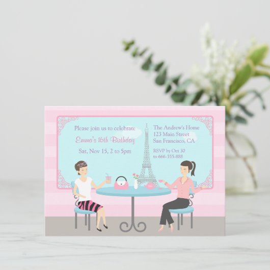 Uitnodigingen voor een verjaardagsfeestje in Cafe  (Staand voorkant)