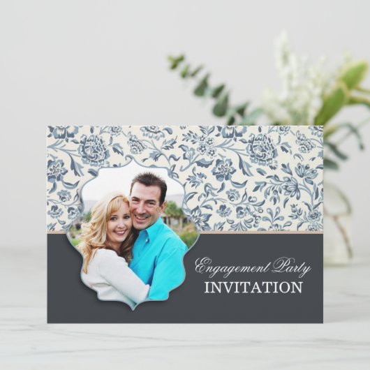 Uitnodigingen voor een verlovingsfeest met foto (Staand voorkant)