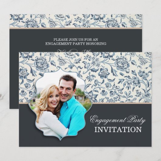 Uitnodigingen voor een verlovingsfeest met foto (Voorkant / Achterkant)