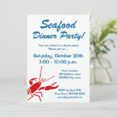 Uitnodigingen voor een visetentje met rode kreeft (Staand voorkant)