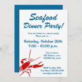 Uitnodigingen voor een visetentje met rode kreeft (Voorkant / Achterkant)