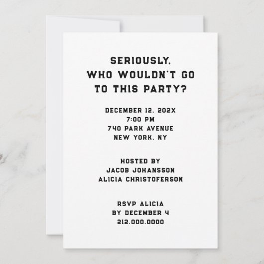 Uitnodigingen voor een volwassen vakantiefeest (Achterkant)