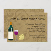 Uitnodigingen voor een wijnproeverij & kaasfeest (Voorkant / Achterkant)