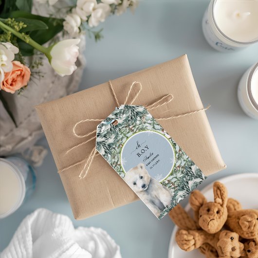 Uitnodigingen voor een winterse baby shower babysh cadeaulabel