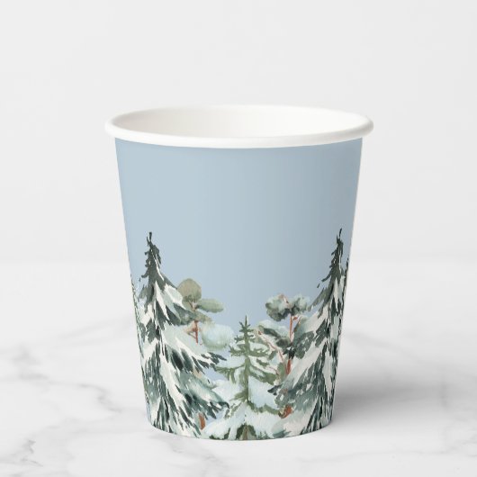 Uitnodigingen voor een winterse baby shower babysh papieren bekers (Achterkant)