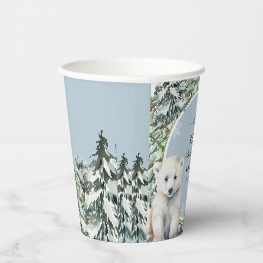Uitnodigingen voor een winterse baby shower babysh papieren bekers (Rechts)