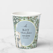 Uitnodigingen voor een winterse baby shower babysh papieren bekers (Voorkant)