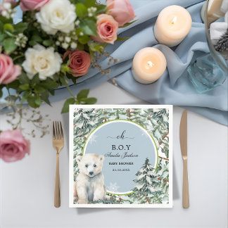 Uitnodigingen voor een winterse baby shower babysh servet