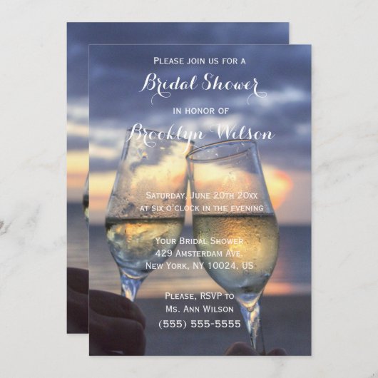 Uitnodigingen voor een zonsondergang op het strand (Voorkant / Achterkant)