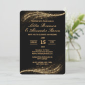 Uitnodigingen voor een zwart en goudbruidbruin (Staand voorkant)
