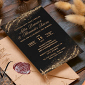 Uitnodigingen voor een zwart en goudbruidbruin