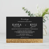 Uitnodigingen voor een zwart en goudbruidbruin (Staand voorkant)