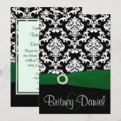 Uitnodigingen voor een zwart en groen huwelijk (Voorkant / Achterkant)