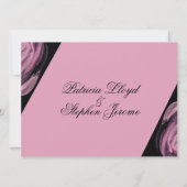 Uitnodigingen voor een zwart en roze modern huweli (Achterkant)