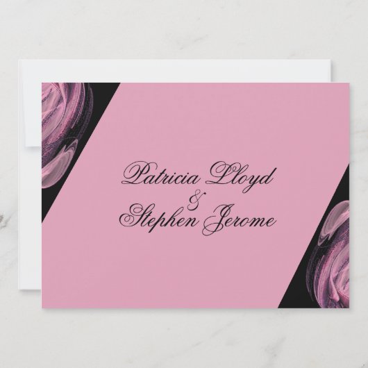 Uitnodigingen voor een zwart en roze modern huweli (Achterkant)