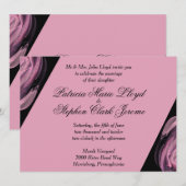 Uitnodigingen voor een zwart en roze modern huweli (Voorkant / Achterkant)