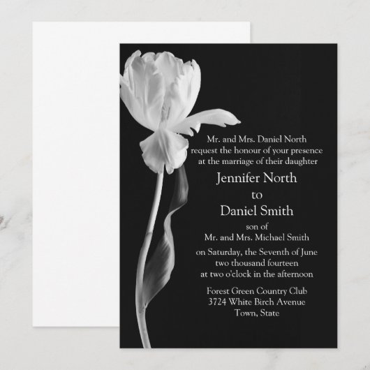 Uitnodigingen voor een zwart-wit huwelijk (Voorkant / Achterkant)