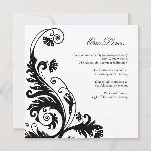 Uitnodigingen voor een zwart-wit huwelijk (Achterkant)