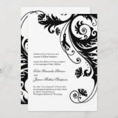 Uitnodigingen voor een zwart-wit huwelijk (Voorkant / Achterkant)