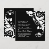 Uitnodigingen voor een zwart-wit huwelijk (Voorkant / Achterkant)