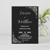 Uitnodigingen voor een zwart-wit huwelijk (Staand voorkant)
