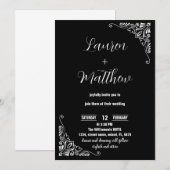 Uitnodigingen voor een zwart-wit huwelijk (Voorkant / Achterkant)