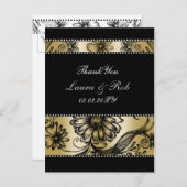 Uitnodigingen voor een zwarte en gouden bruiloft (Voorkant / Achterkant)