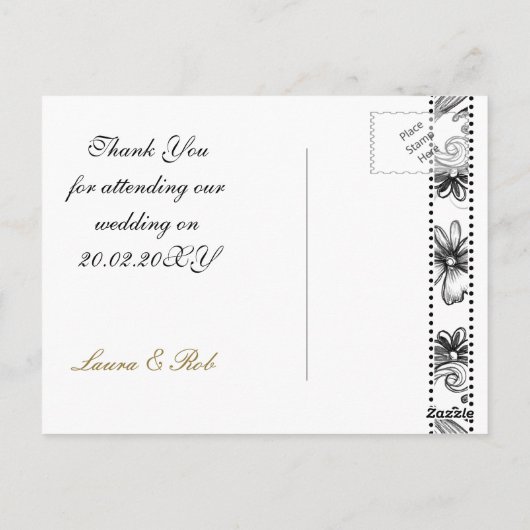 Uitnodigingen voor een zwarte en gouden bruiloft (Achterkant)