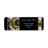 Uitnodigingen voor een zwarte en gouden bruiloft etiket (Voorkant)