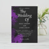uitnodigingen voor een zwarte en paarse bruiloft (Staand voorkant)
