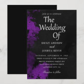 uitnodigingen voor een zwarte en paarse bruiloft (Voorkant / Achterkant)