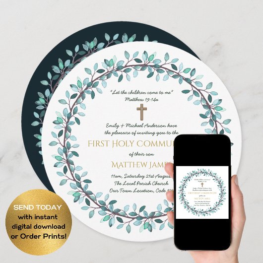 Uitnodigingen voor Eerste Heilige Communie Jongens
