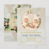 uitnodigingen voor eerste verjaardag tweeling (Voorkant / Achterkant)