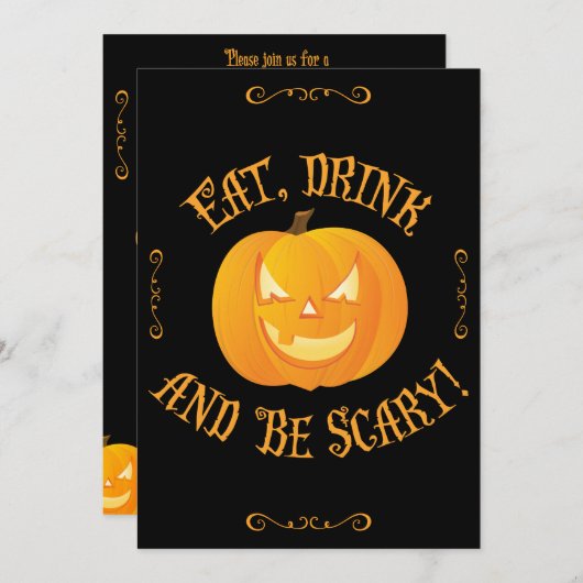 Uitnodigingen voor Eet Drink Wees eng Halloween-fe (Voorkant / Achterkant)