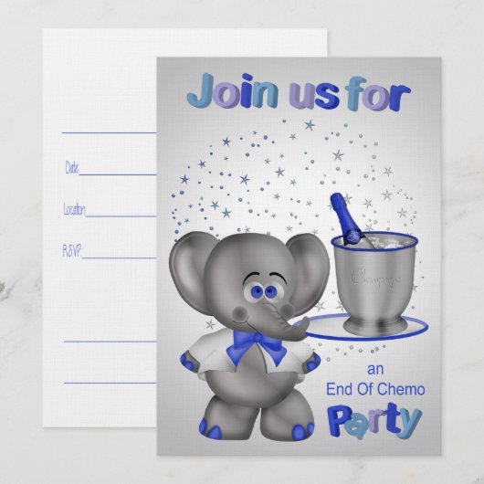 Uitnodigingen voor einde Chemo Partij (Voorkant / Achterkant)