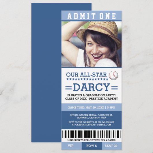 Uitnodigingen voor eindexamenfeest honkbal (Voorkant / Achterkant)