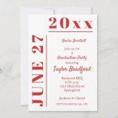 Uitnodigingen voor eindexamenfeest in wit en rood (Voorkant)