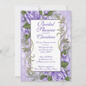 Uitnodigingen voor Elegant Paars Roos Bridal Showe (Voorkant)